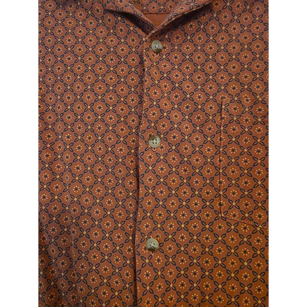 Fair Harbor Salmon Printed Short Sleeve Button Down Shirt XL Organic Cotton - Picture 2 of 5